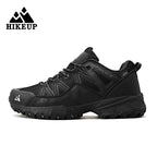 HIKEUP Men's Hiking Sneakers Breathable Cushioned Non-Slip Outdoor Shoes, Black/Green/Grey 40-45