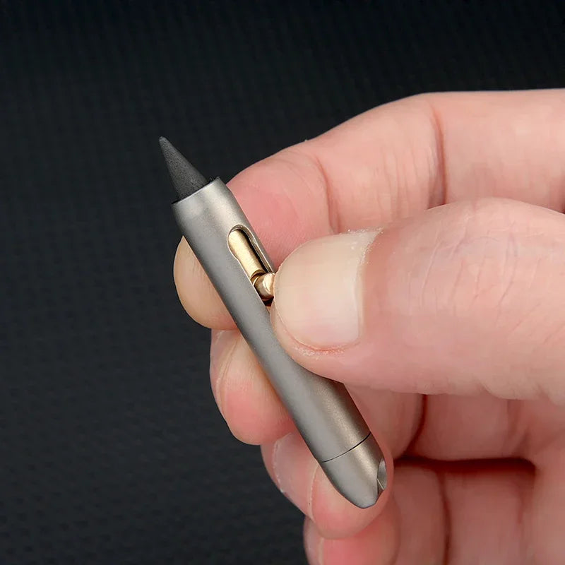 Titanium Alloy MINI Eternal Pencil Needn‘t  Shave Erasable Pencil Portable Key Pendant Pocket Pen Emergency Writing 2 Pen Tips