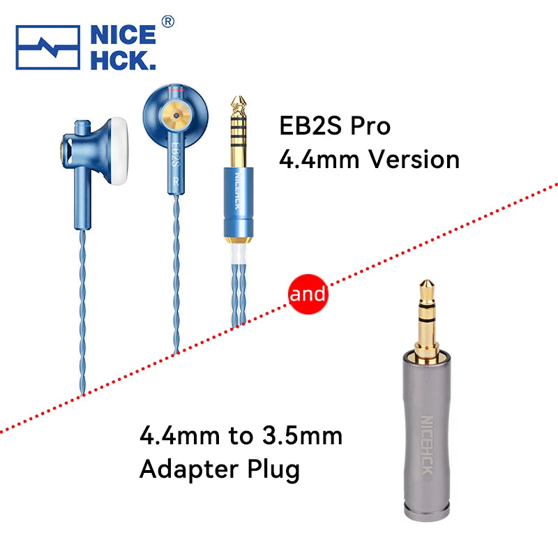 NICEHCK EB2S Pro Wired Earbuds Flat-Head 15.4mm LCP Dynamic Driver 3.5mm/4.4mm