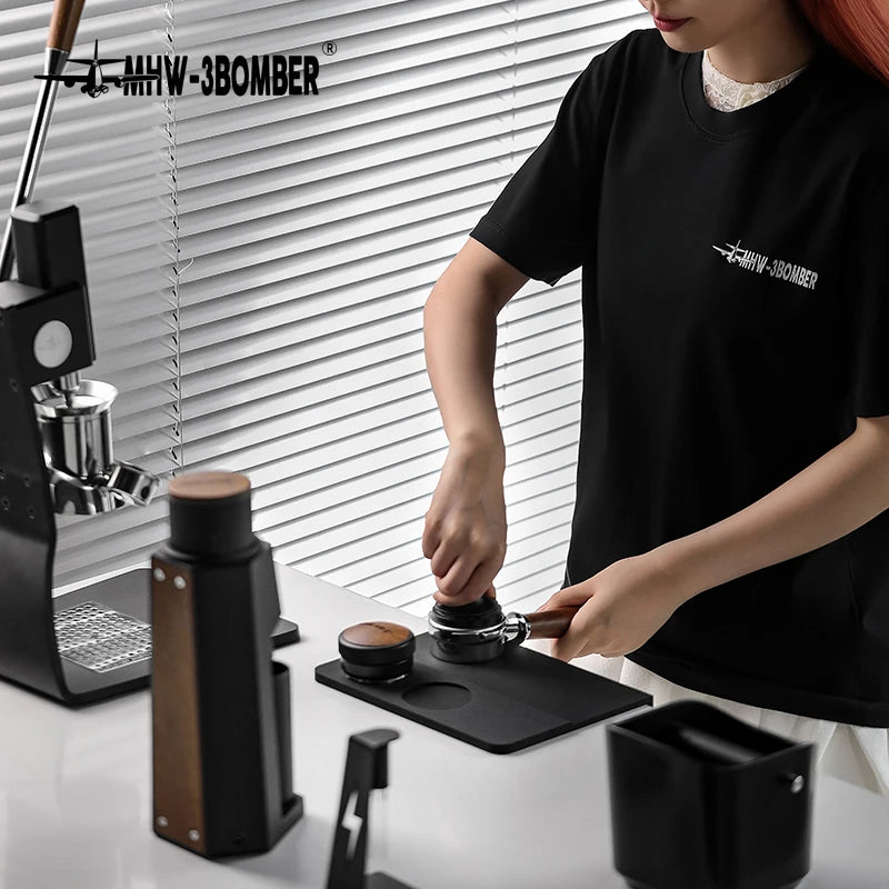 MHW-3BOMBER Espresso Tamping Mat Silicone Tamper Station Pad, Black or Grey, 1pc/2pcs