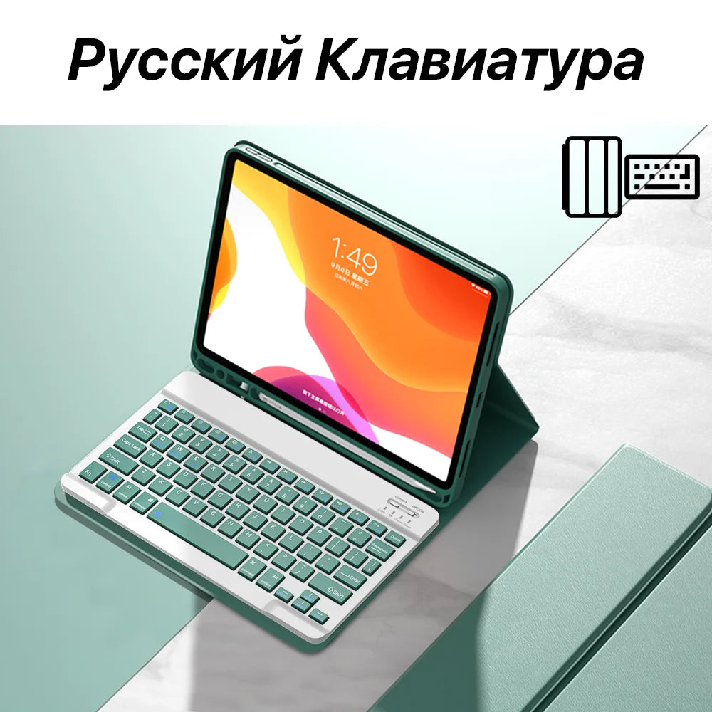 For IPad 7/8/9th Case With Wireless Keyboard Mouse For IPad 5/6/10th Air2/3/4/5 Mini4/5/6 Pro11/12.9 Cover With Keyboard Mouse