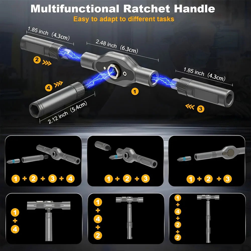 50-in-1 Magnetic Ratchet Screwdriver Set, DIY Ratchet Handle Detachable Multi-functional Tool Set, Portable Repair Tool Set.
