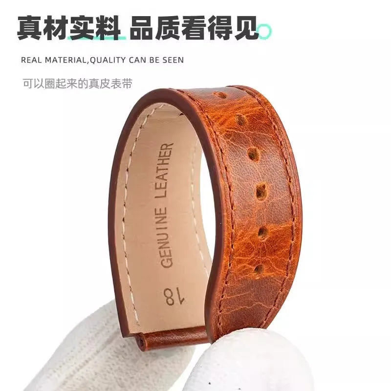 Retro Genuine Leather Watchband For Casio AE1200 AE1300 A158W/A168 W-216H Vintage Watch Strap convex mouth Men's Bracelet 18MM