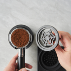 IKAPE Rotary WDT Tool, Espresso Stirrer Distribution Tool for Barista, 0.4MM 10 Needles Espresso Coffee Stirrer with Brush Stand