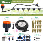 30-5M Outdoor Garden Adjustable Brass Nozzle Atomizer Kit 5/8mm Hose Nebulization Humidification Cool Watering System Lawn Spray