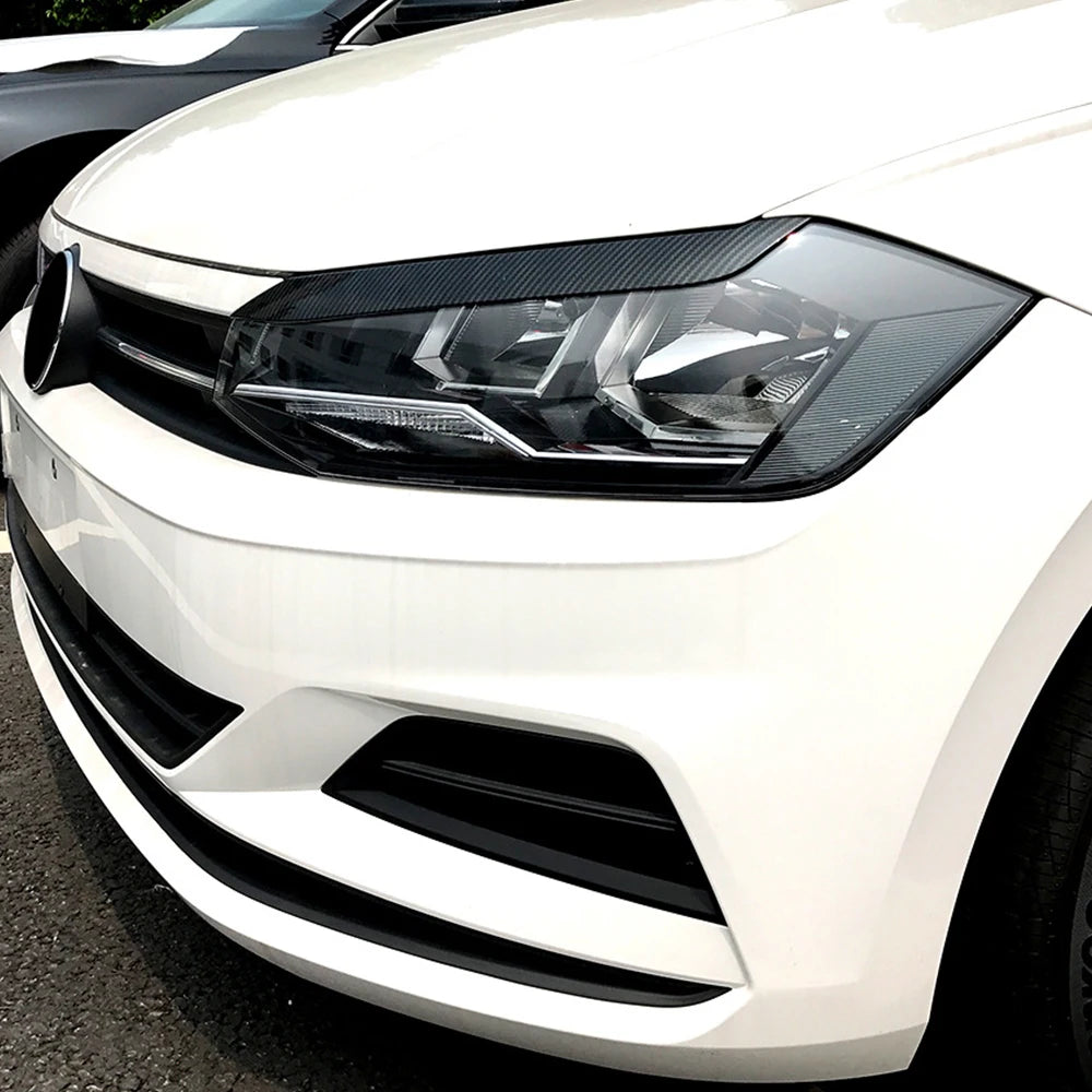 2pcs/set Front Headlight Eyelids Eyebrow Trim Decoration Sticker for VW Polo MK6 2019-2022 Molding Lamp Eyebrow Strips Lid Cover