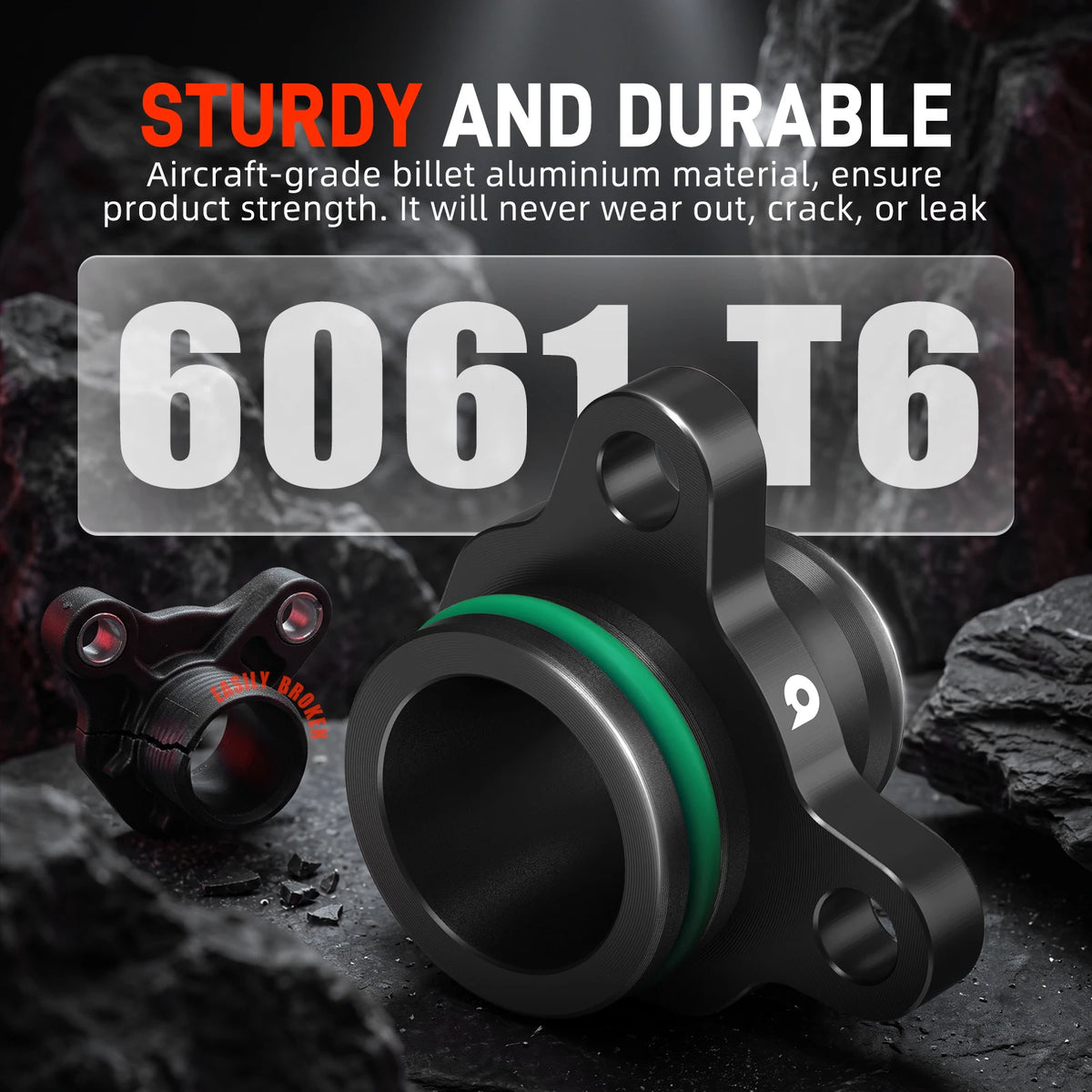 BEVINSEE Aluminum Coolant Port Flange Fitting for BMW N52 E90 E91 E92 E93 F30 F31 F34 Red/Black