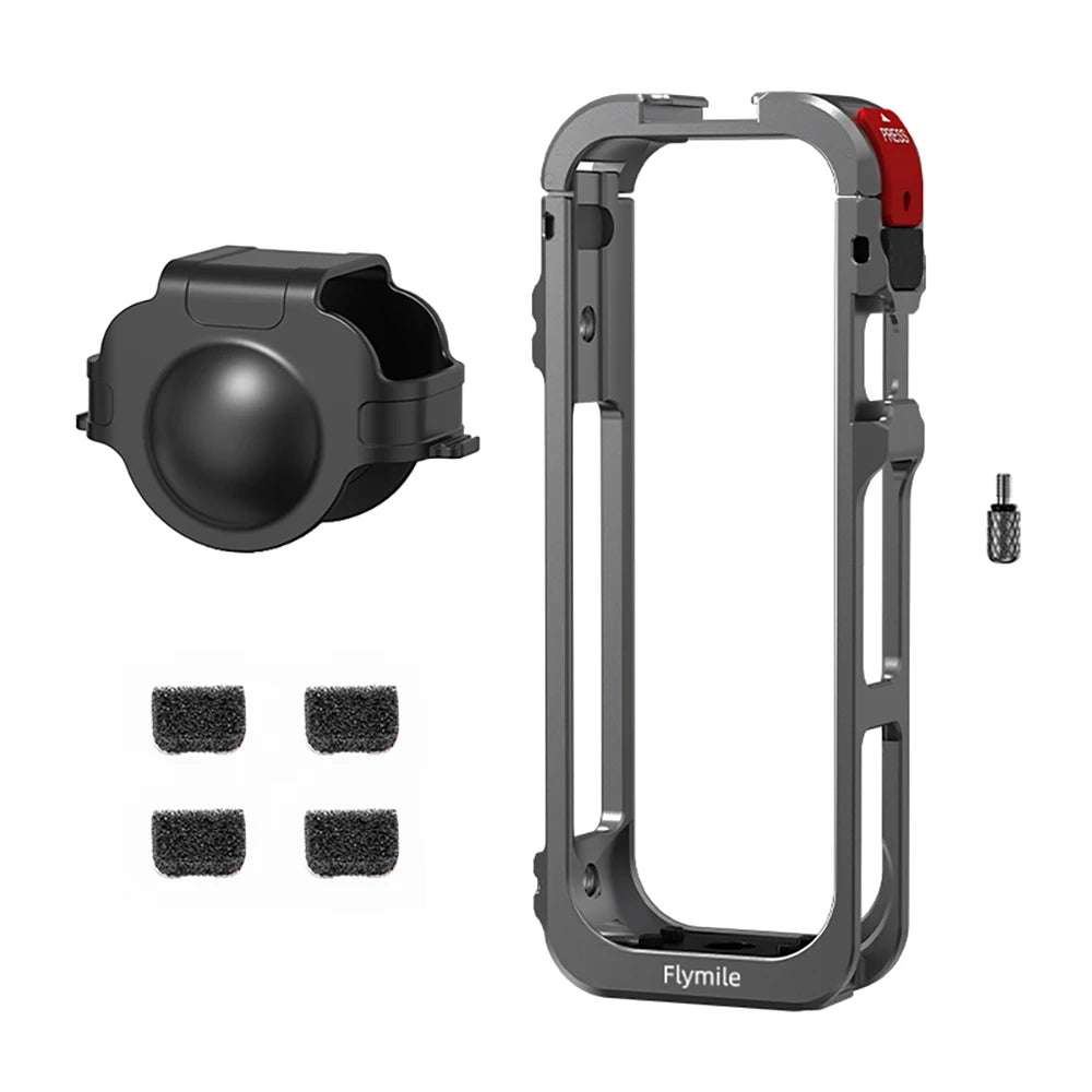 Flymile X5 Cage Metal Protective Case for Insta360 X5 Accessories Camera Aluminum Alloy Frame Cage with Silicone Lens Cover