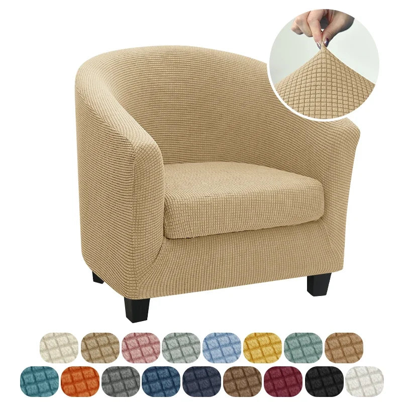 Jacquard Club Tub Chair Cover Stretch Accent Armchair Slipcover Cushion Cover Elastic Single Sofa Slipcovers for Living Room