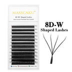 Wholesale MASSCAKU 10cases/lot 0.07mm Thickness Waterproof W Design Eyelashes Wispy Handmade Premade Volume Fans Eyelash Bundles