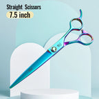 Fenice JP440C Steel 7.5 Inch Dog Beauty Scissors Pet Dogs Grooming Scissors Set Straight&Curved &Thinner&Chunker Shears Kits