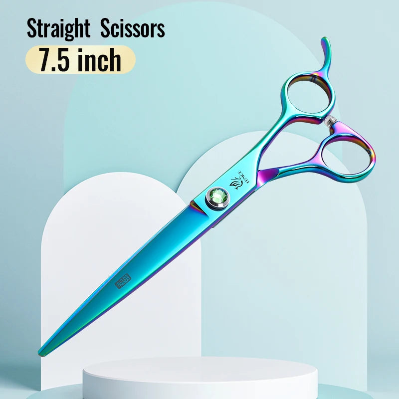 Fenice JP440C Steel 7.5 Inch Dog Beauty Scissors Pet Dogs Grooming Scissors Set Straight&Curved &Thinner&Chunker Shears Kits