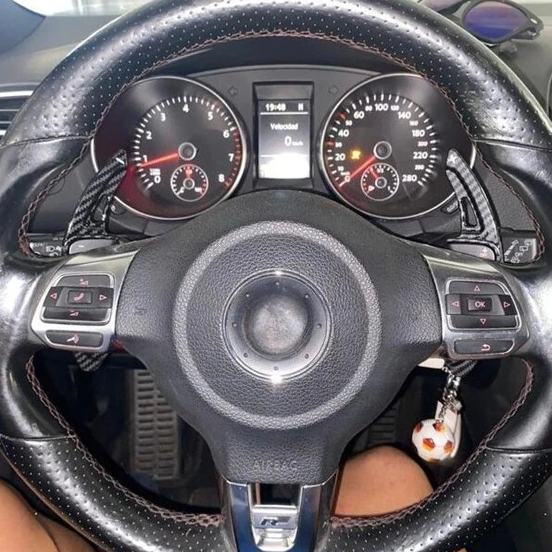 VW Golf 5 MK5 Golf 6 MK6 GTI Steering Wheel Paddle Shifter Sticker Cover, Type A Black