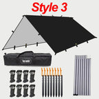 19 Hang Point Tarp Waterpoof Survival Bushcraft Sun Shelter Beach Shade Tent Outdoor Canopy Backpacking Tourist Awning 4x4 3x3m