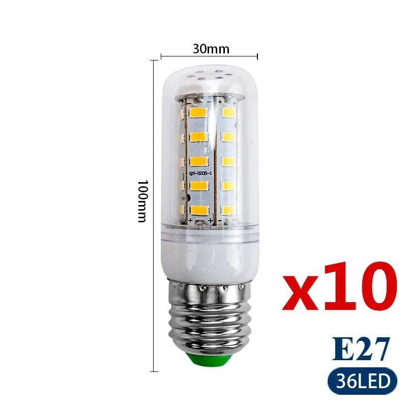 10pcs/lot E27 E14 LED Lamp 220V 230V Led Bulb SMD 5730 Led Light 24 36 48 56 69 72 LEDs Corn Bulbs Chandelier for House Lighting