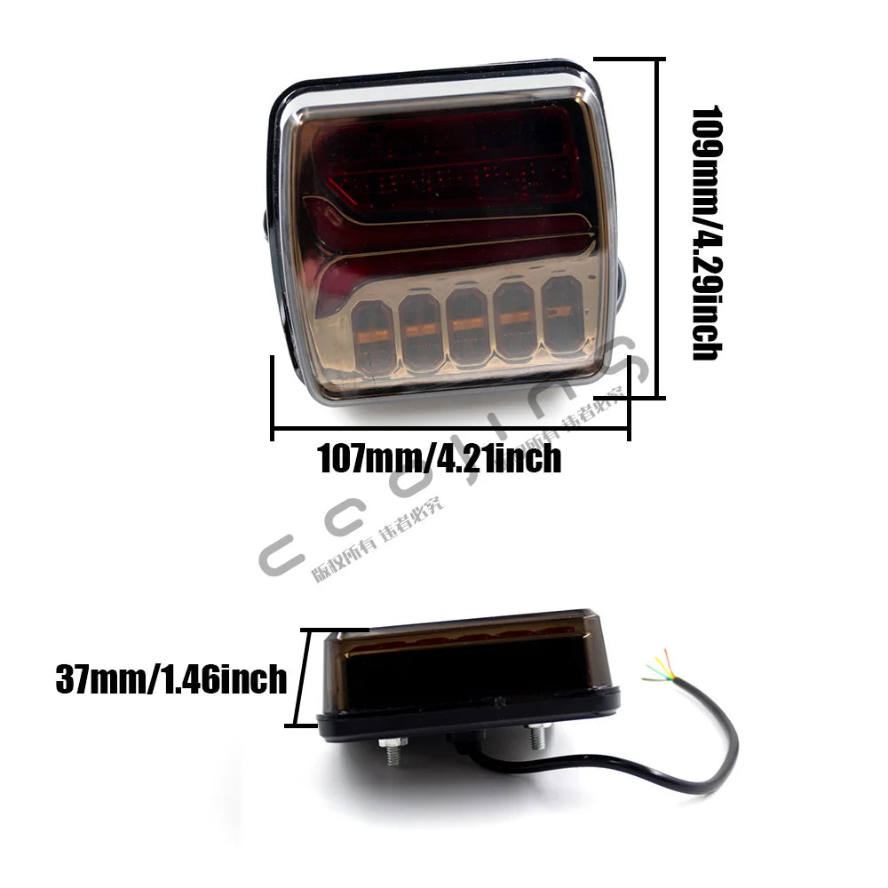 2pcs Waterproof LED Tail Light Rear Turn Signal Rear Fog Indicator License Plate Lamp 12V 24V Car Trailer Truck Boat Lorry Van