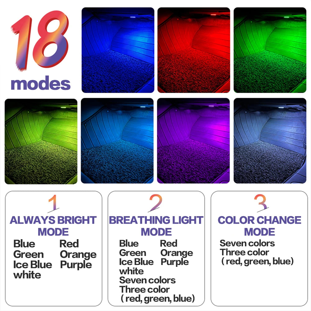 LED Car RGB Footwell Lamp Atmosphere Light For VW Sharan 7N Touareg 7P 7L Passat CC B5 B6 B7 B8 B9 Arteon Golf 6 7 MK6 Accessory