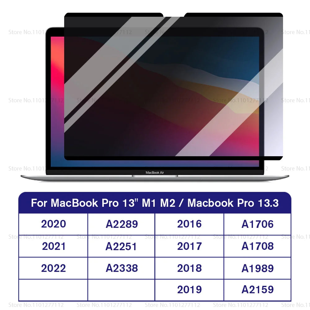 M1 M2 M3 Removable Magnetic Privacy Screen Protector For Macbook Pro Air 13 13.6 14 15.3 16.2 inch Anti-Spy/Peep Laptop Filter