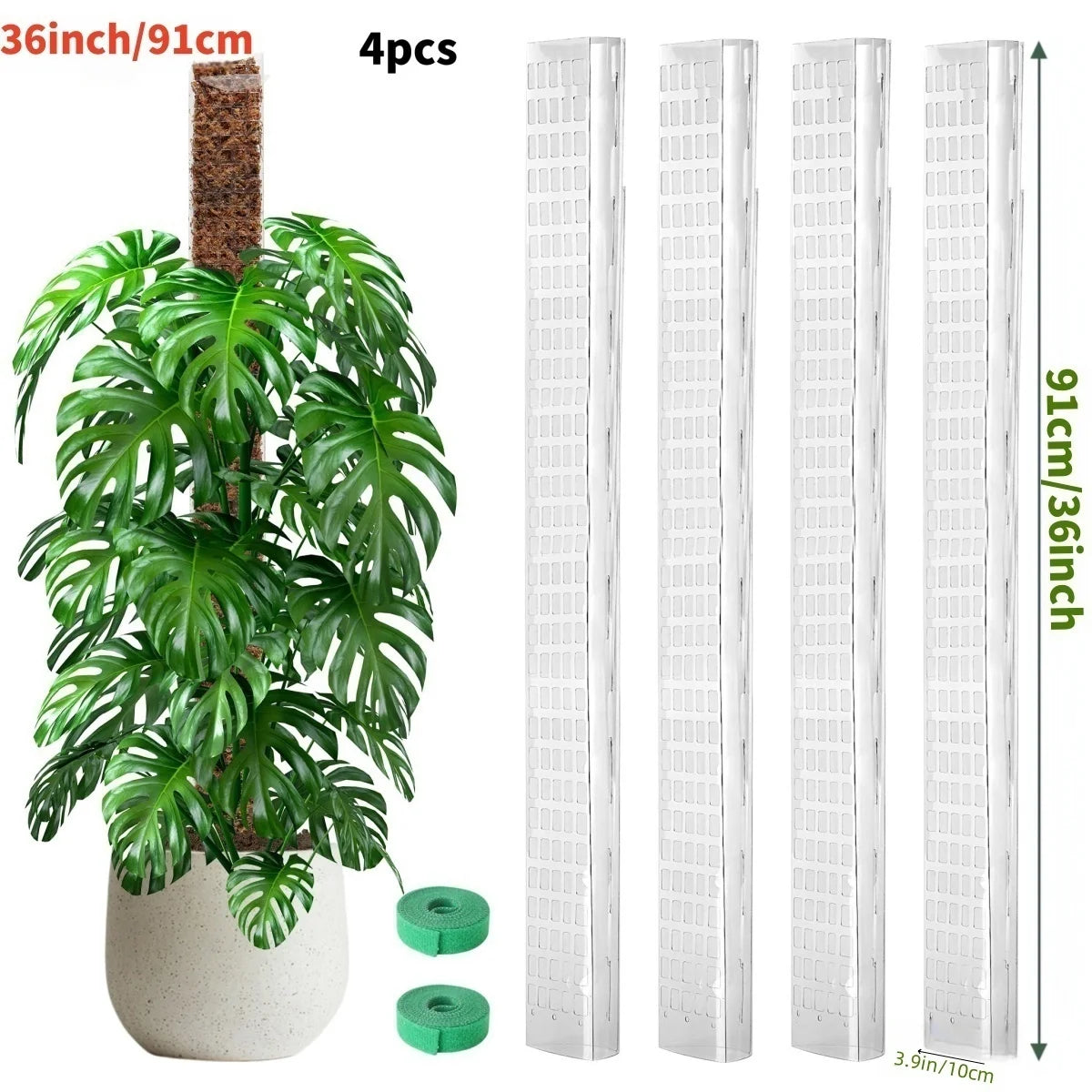 Plastic Moss Pole for Plants Monstera,24in/36in/48 inch Plant Poles for Climbing Plants Indoor Plant Support Garden Growth Stake