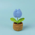 Mini Tulips Crochet Flowers Potted Cute Knitting Flowers Table Car Decor Handmade Artificial Tulips Flores Tejidas