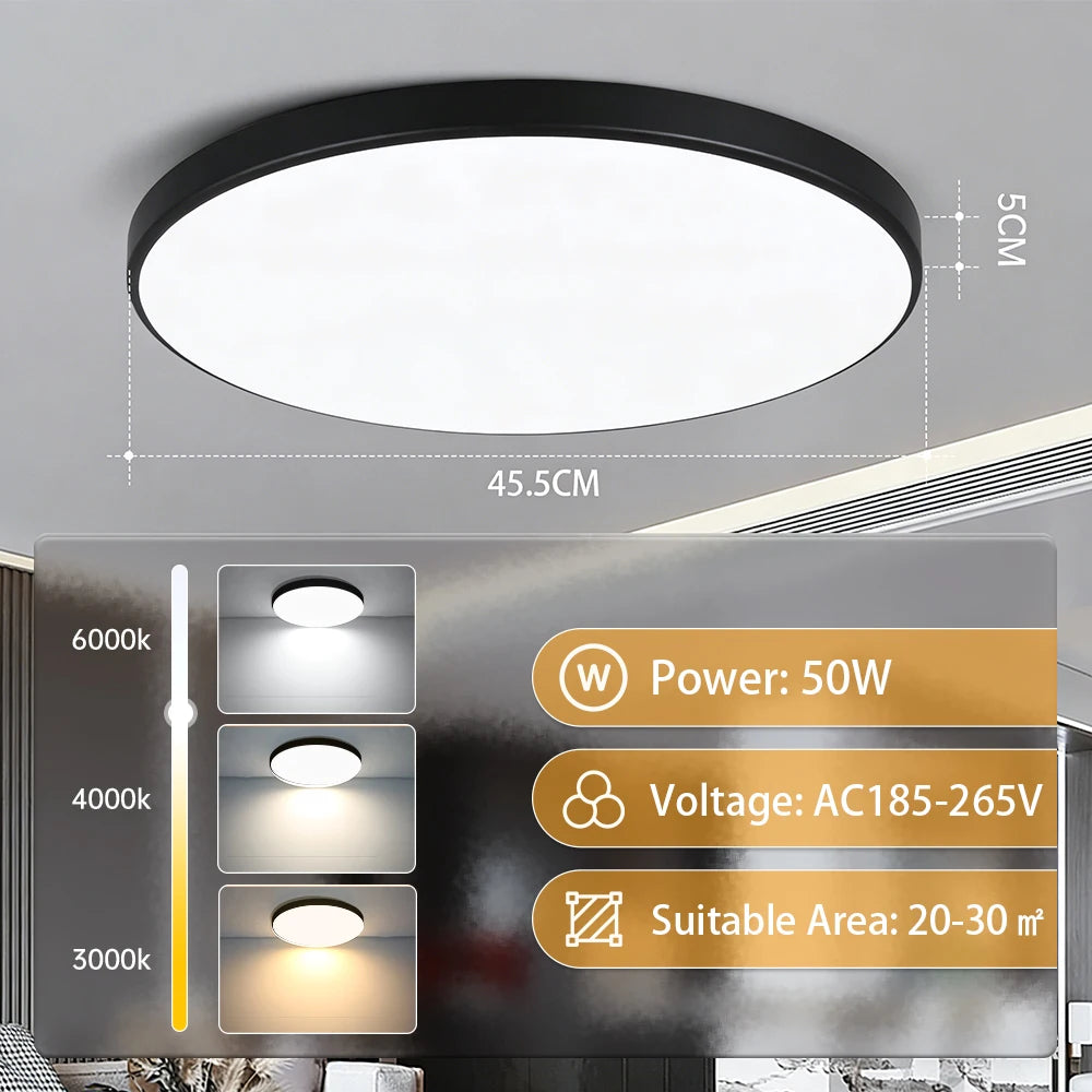 Golden Led Ceiling Lamp 220V Dustproof Ceiling Panel Lamp Indoor Bathroom Lamp for Living Room Decor Ultra-thin Ceiling Lights