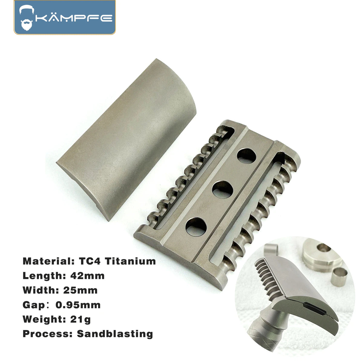 KAMPFE Titanium Alloy Safety Shaver Head CNC Milling Men's Razor Gift