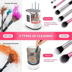 3-in-1 Electric Makeup Brush Cleaner and Dryer Holder, USB Portable, White