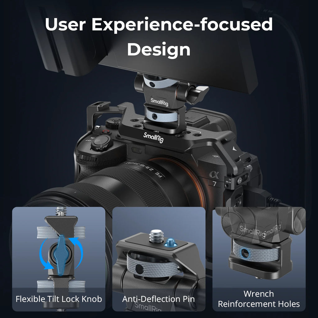 SmallRig Swivel and Tilt Adjustable Monitor Support with 1/4"-20 Screws Seamless Adjustment Monitor Mount Ultimate Stability