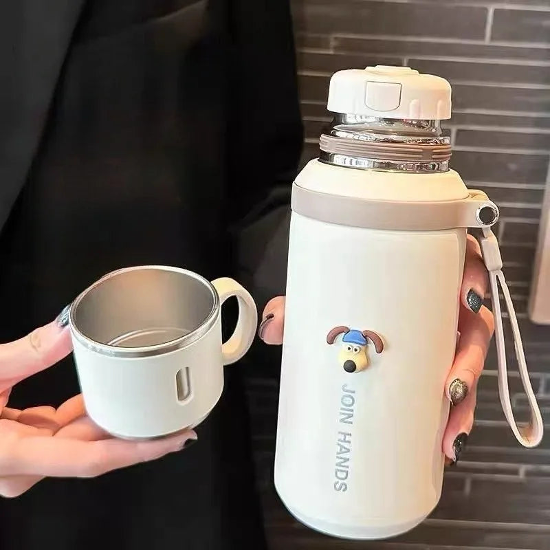 JUSTINLAU Spot Goods 600/800ML Thermos Cup Vacuum Flasks with Tea Strainer Stainless Steel Portable Travel Thermal Water Bottles