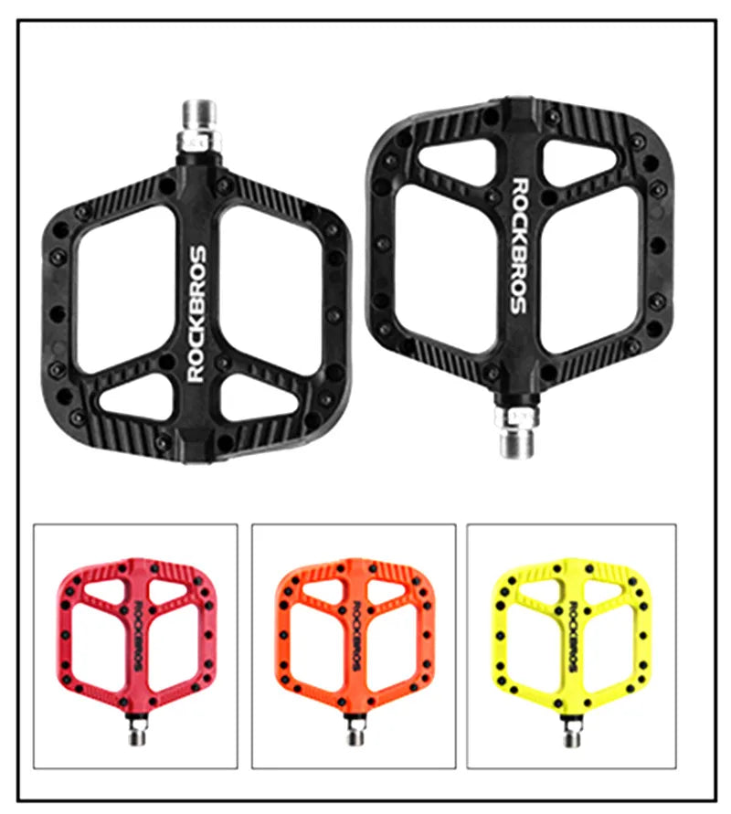 ROCKBROS Bicycle Pedals Ultralight Sealed Bearings Nylon Bike Pedals Anti-Slip MTB Road Flat Platform Cycling Pedal Accessories