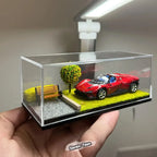 1:64 Scale Car Model Scene Display Box Trendy Diecast Ornament Four Season Grass Base Desktop Display Stand Collectible Gift