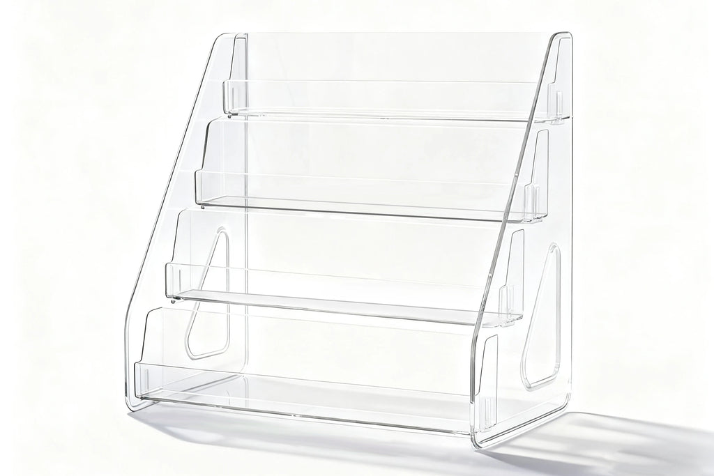 4 Tier Acrylic Trading Card Display Stand, Holds 16 Graded Cards Clear Shelf for PSA BGS SGC Slabs, Toploaders, TCG Sports Cards