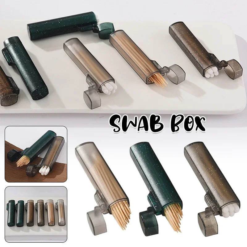 Transparent Mini Storage Box for Bandages Toothpicks Cotton Swabs, 1pc, Grey or Green