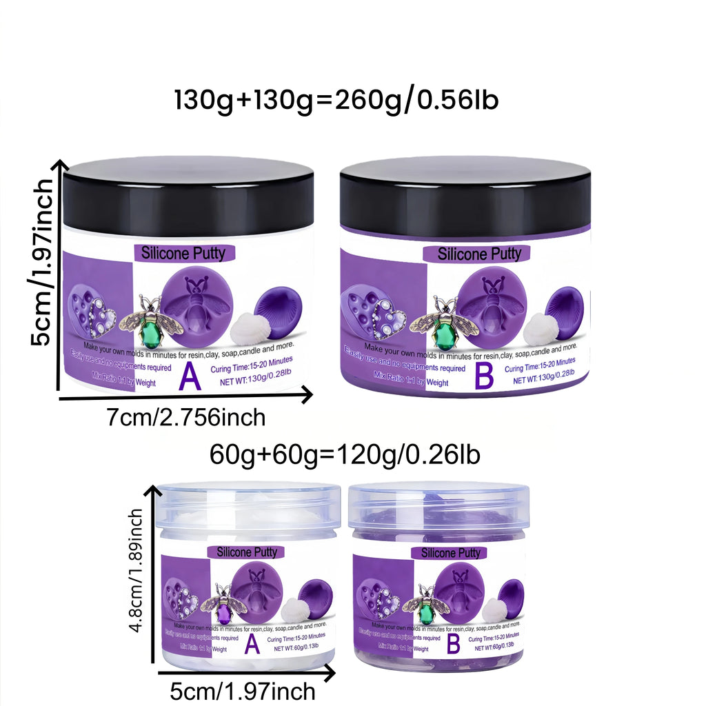 Sale Silicone Putty Kit for DIY Resin Mold Make Quick-Curing, 1:1 Mix, Reusable Mold, Ideal For Soap & Candle Making.