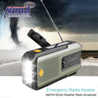 Emergency Portable Hand Crank NOAA Weather Radio,Solar Powered,AM/FM,SOS Alarm,3 LED Flashlight 2000mAh Rechargeable Power Bank