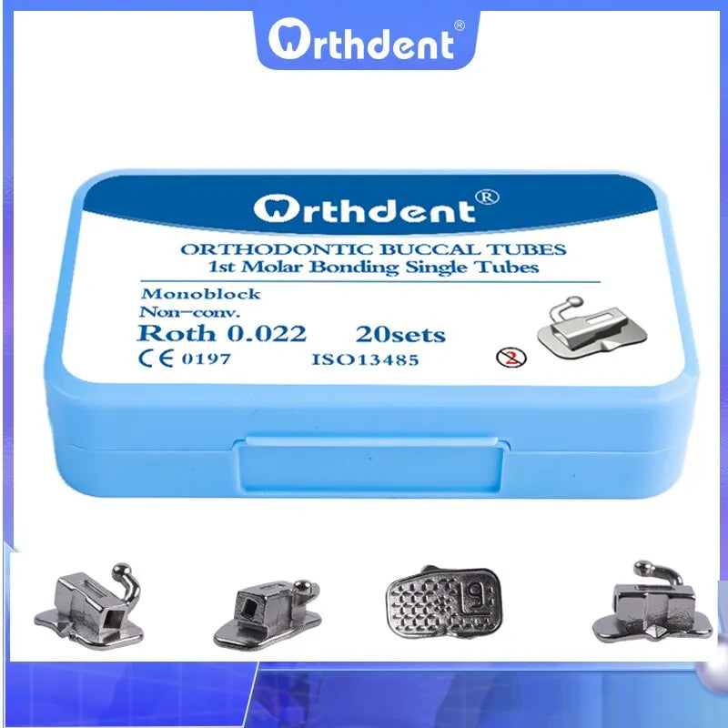 Orthdent 80Pcs/ 20Sets Dental Orthodontic Bondable Buccal Tubes Monoblock Single Non-Convertible Roth MBT 0.022 Dentistry Tool