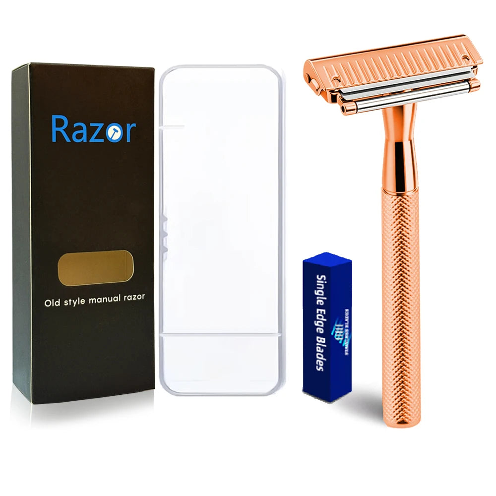 Whityle Safety Razor 2nd Gen Dual Half-Blade Shaving System with Glide Roller, Matte Black