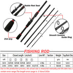 Casting Spinning Fishing Rod 2.1/1.8m UltraLight  Lure Rod  Carbon Fiber Rod Pole 4/5 Section with EVA Handle 3-15g Lure WT