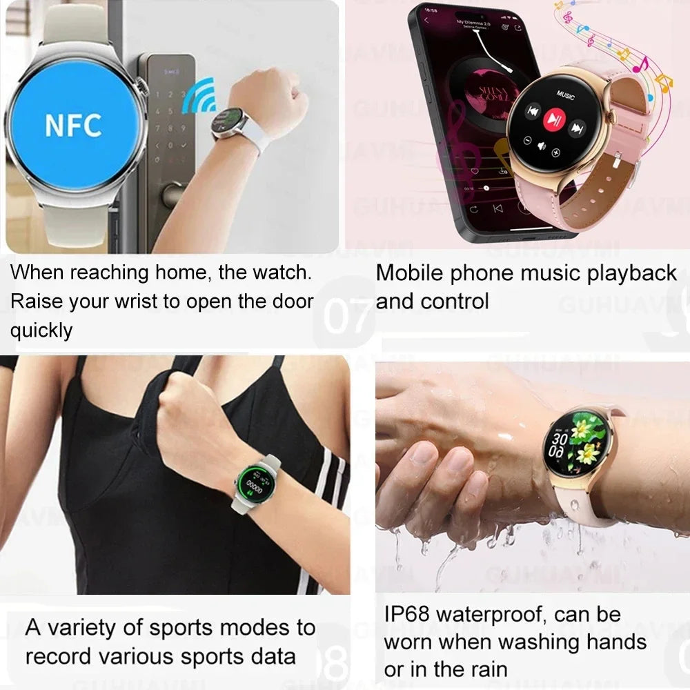 2026New GPS NFC Bluetooth Call Smartwatch Women Watch 4 mini Sport Track Heart Rate Pressure Monitoring Health Smartwatch Ladies