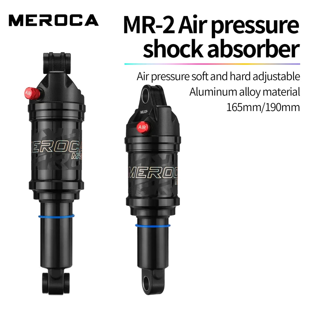 MEROCA MR-2 MTB Bike Air Shock Absorber 125/150/165/190mm Adjustable Air Pressure Aluminum Alloy Bicycle MTB Air Shock Absorber
