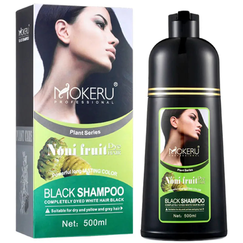 Mokeru Argan Oil Hair Dye Shampoo, Natural Black, Permanent Gray Coverage, 1pc
