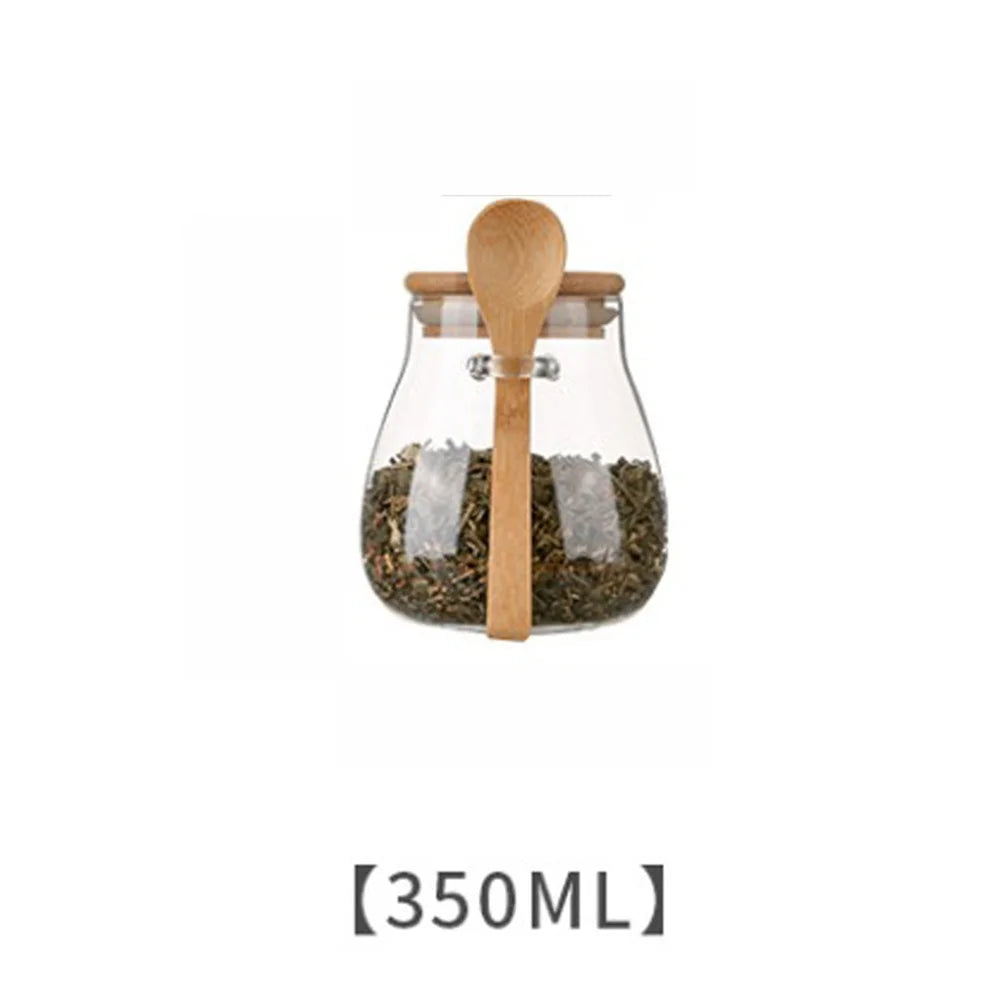Airtight Glass Storage Jar with Bamboo Lid, 350ml/600ml/1000ml, 1pc or 3pcs