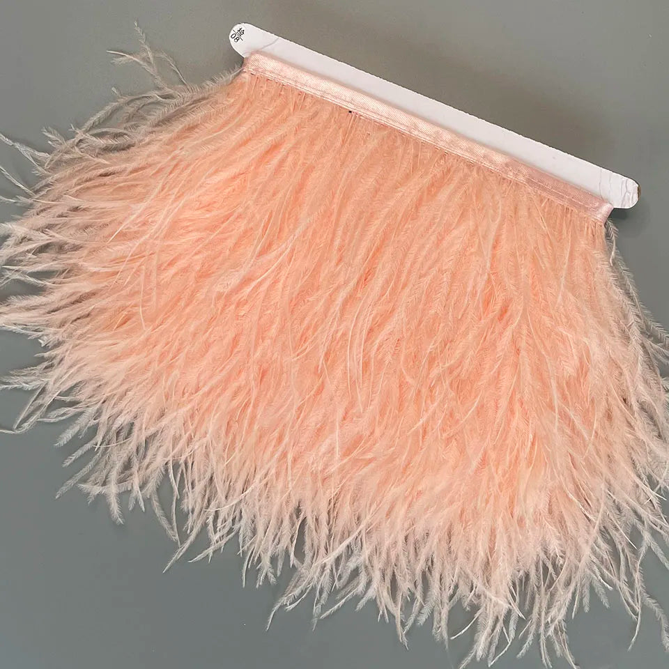 Ostrich Feathers Trim 13-18CM 5-7inch Feather Plumes Ribbon Selvage For DIY Wedding Dress Decoration Crafts Accessories