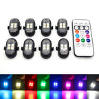 RGB Car Interior LED Light Kit with Wireless Remote, USB-C Rechargeable, Multi-Mode (2-10pc)