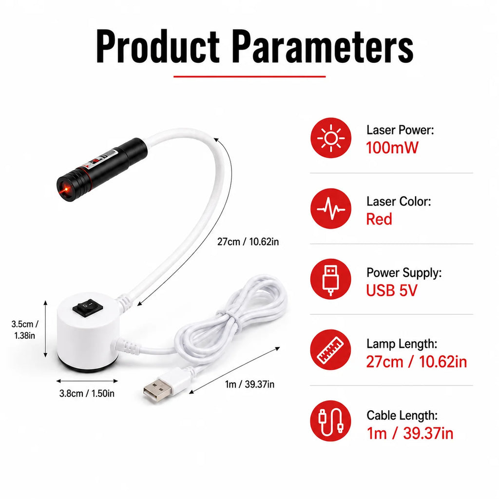 USB Red Laser Positioning Light Infrared Working Lamp Cutting with Magnetic Base DC5V Line/Cross Sewing Machine Accessories