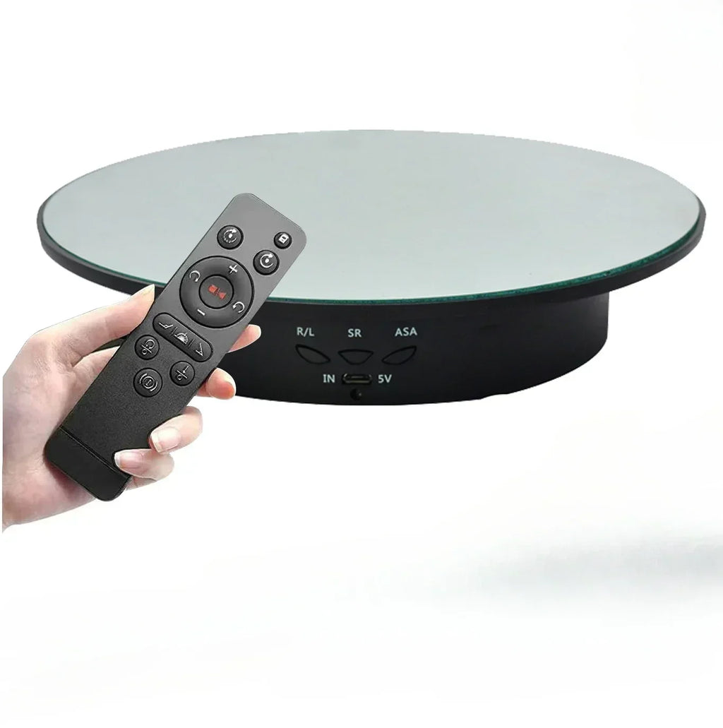 3 Speeds Electric Rotating Display Stand Mirror 360 Degree Turntable Jewelry Holder Battery/USB Power for Photography Shooting