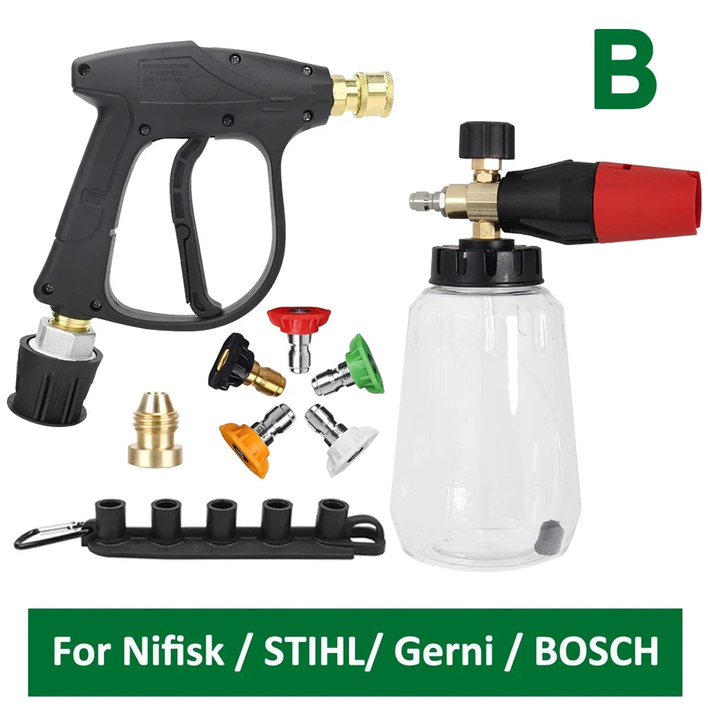 Professional Pressure Washer Set with 1L Foam Cannon - 2175PSI M22-14 Water Gun & 5 Nozzles for Nilfisk/STIHL/Gerni