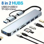 Usb 8In1 7in2 7in1 3in1 11in 1 Type C  To 4k HdTV Hub Adapter Sd Tf Rj45 Card Reader Pd Fast Charge For Macbook laptop Computer