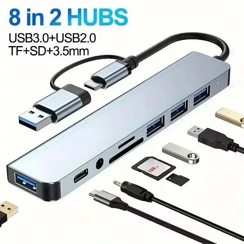 Usb 8In1 7in2 7in1 3in1 11in 1 Type C  To 4k HdTV Hub Adapter Sd Tf Rj45 Card Reader Pd Fast Charge For Macbook laptop Computer
