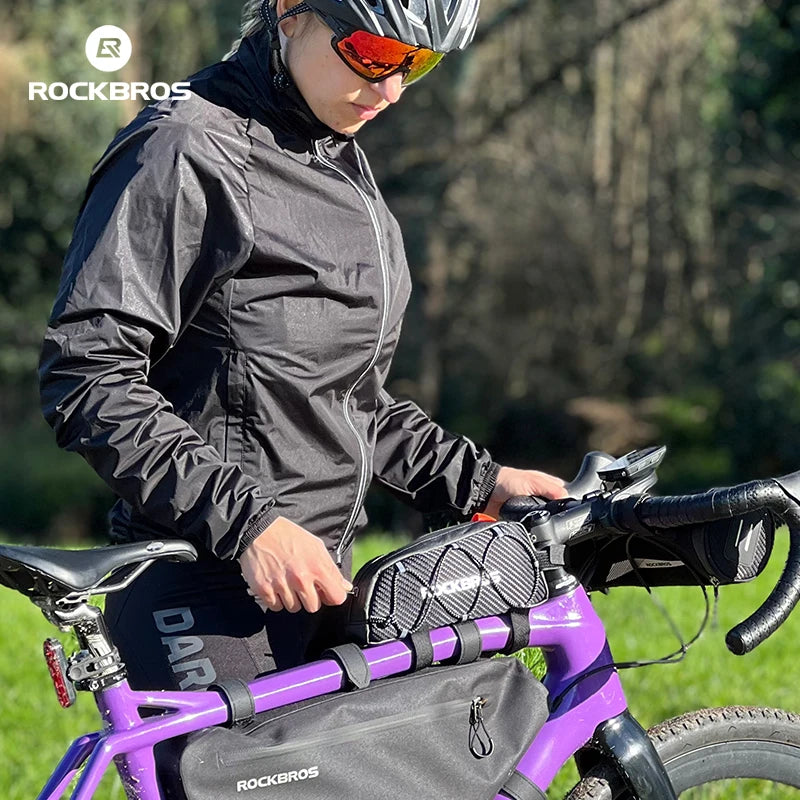 ROCKBROS Bike Bag Waterproof Reflective Front Top Frame Tube Bag Ultralight Bicycle Bag Cycling Bag Touring Riding Gear
